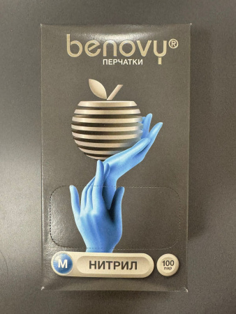 Перчатки Нитриловые BENOVY, н/стерильные, н/опудренные
