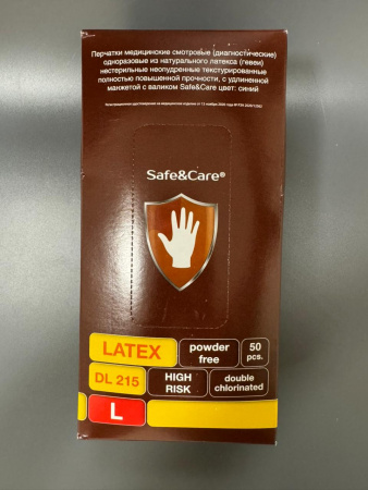 Смотровые латексные перчатки Safe&Care DL215 High Risk